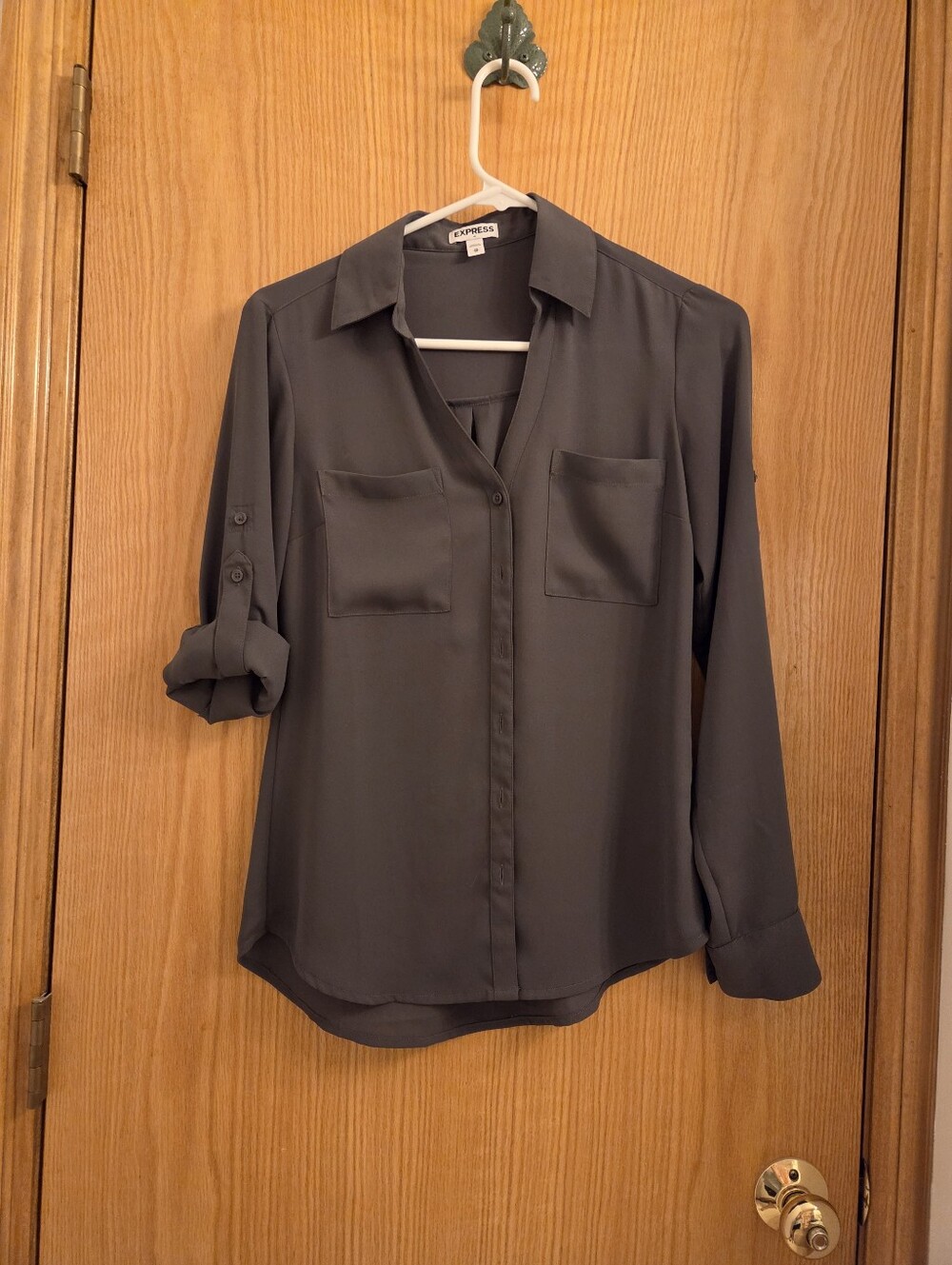 Express Gray Button Up - Picture 3 of 6